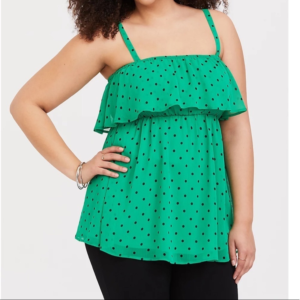 Torrid GREEN DOT CHIFFON BABYDOLL TUBE TOP L 12